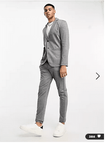 Traje JACK JONES gris oscuro melange de chaqueta + pantalones de corte slim por 42,80€