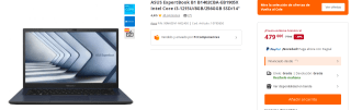 Portatil ASUS ExpertBook B1 B1402CBA-EB1905X Intel Core i3-1215U/8GB/256GGB SSD/14" por 479€