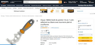 Outil de peintre Clauss 14-en-1 anti-adhérent au titane avec tournevis plat et cruciforme à 8,79€
