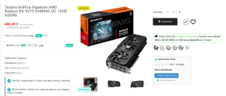 Tarjeta Gráfica Gigabyte AMD Radeon RX 9070 GAMING OC 16GB GDDR6 por 680,49€