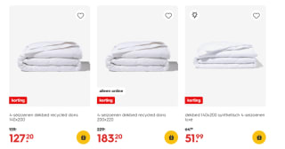 20% korting op 4 seizoenen dekbedden bij de Hema