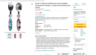 2 cubiertos infantiles de acero inoxidable tenedor y cuchara Minnie a solo 2,98€