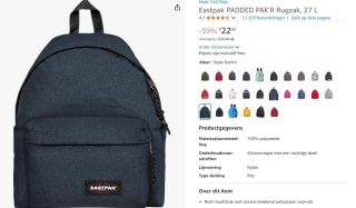Eastpak Padded Pak'R rugzak 24 Liter black of triple denim voor €22,50 bij Amazon