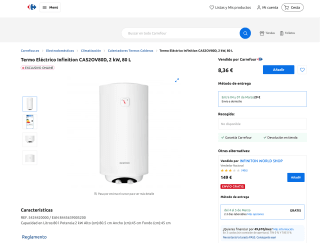 Termo Eléctrico Infinition CAS2OV80D 2 kW 80 L por solo 8,36€