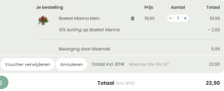 10% korting op boeket Marina bij Topbloemen