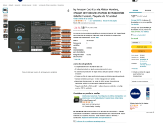 Cuchillas de Afeitar Hombre Amazon encajan con todos los mangos de maquinillas Gillette Fusion5 Paquete de 12 unidad por solo 18,45€