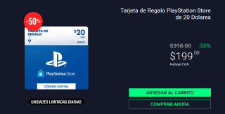 Tarjeta de Regalo PlayStation Store de 20 dólares por $199 en Claners