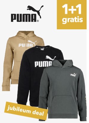 1+1 gratis op diverse kinder en volwassen Puma sweat bij Scapino