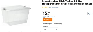1+1 gratis op Iris opbergboxen Click Topbox 60 liter bij Gamma