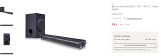 LG SQC1 Barra de Sonido Bluetooth 160W 2.1 Negra por 99€