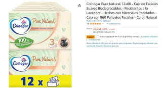 Caja con 960 Pañuelos Faciales Colhogar Pure Natural 12x80 - Caja de Faciales Suaves Biodegradables - Resistentes a la Lavadora - Hechos con Materiales Reciclados por 15.66€