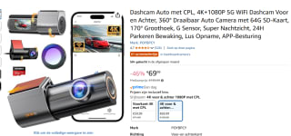 Dashcam Auto met CPL, 4K+1080P 5G WiFi Dashcam Voor en Achter, 360° voor €65,99 bij Amazon