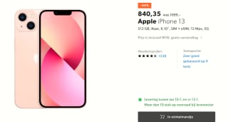 Apple iPhone 13, 512GB opslag Roze voor €840,35 bij Galaxus
