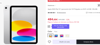 Apple 2022 iPad 10.ª gen 10.9" con Wi-Fi, 64 GB/256GB por 444€