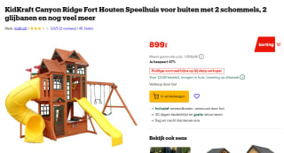 KidKraft Canyon Ridge Fort Houten Speelhuis voor buiten met 2 schommels, 2 glijbanen en tunnelglijbaan en kinderkeuken voor €899 bij Bol
