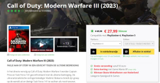 Call of Duty: Modern Warfare III (2023) Cross Gen Edition voor €27,99 bij Game Mania