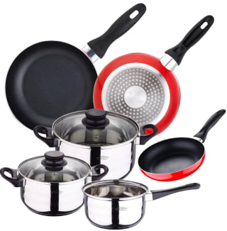 Batería de cocina de 5 piezas acero inoxidable + juego de 3 sartenes (16/20/24 cm) SAN IGNACIO por solo 18,89€