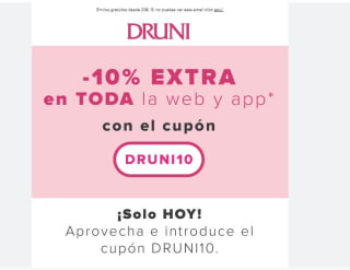10% descuento Druni Sin compra mínima