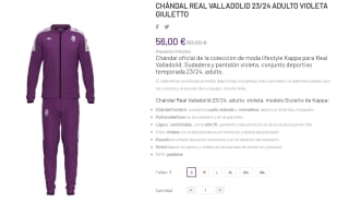 Chándal oficial Real Valladolid 23/24 por 56€