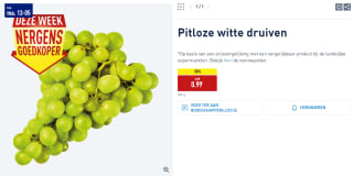 500 Gram Pitloze witte druiven voor €0,99 bij de Aldi
