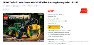 LEGO Technic John Deere 948L-II Skidder voor €105,99 bij Bol