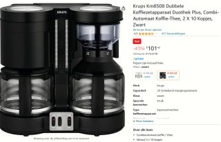 Krups Koffiezetter - Dubbel KM8508 voor €101,42 bij Amazon
