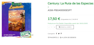 Juego de Mesa Century: La Ruta de las Especias (Pre-pedido) por 17.5€