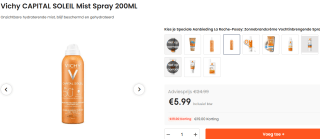 Vichy CAPITAL SOLEIL Mist Spray 200ML voor €5,99 bij Ochama