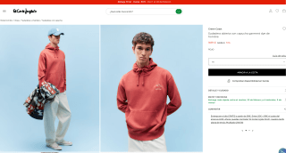 Sudadera abierta con capucha garment dye Hombre por solo 9,89€