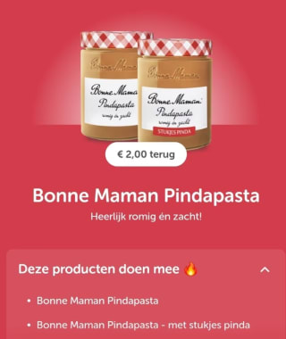 Probeer Bonne Maman pindapasta met €2 cashback via Tikkie