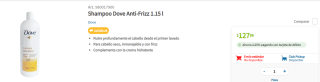 Shampoo Dove Anti frizz 1.15 L x 2 por $189.26 en Sam's Club