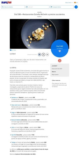 Restaurantes Estrella Michelín desde 58€.