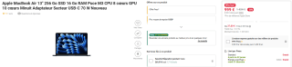 Apple MacBook Air 13" 256 Go SSD 16 Go RAM à 999€