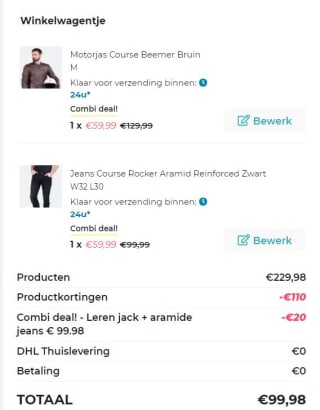 Aramide Jeans & Leren Jack Combi voor €99,98 bij XLmoto