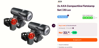 Verlichtingsset Axa Compactline 35 USB oplaadbaar 2 stuks voor €32,95 bij iBOOD