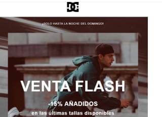 Venta flash -15% descuento en últimas tallas desde DcShoes
