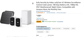 EufyCam 2C set met Homebase 2, 2x EufyCam 2C en 2x zonnepanelen voor €150,99 bij Amazon