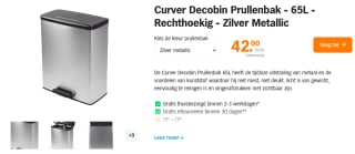 Curver Decobin Prullenbak 65L Rechthoekig voor €42 bij Albert Heijn