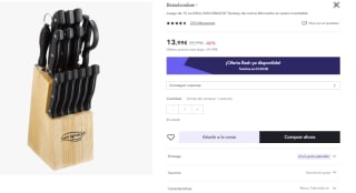 San Ignacio Juego de cuchillos, 15 piezas: cuchillos en acero inoxidable y tacoma de madera por 10.49€