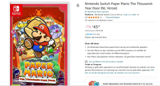 Paper Mario: The Thousand-Year Door - Nintendo Switch voor €45,99 bij Amazon
