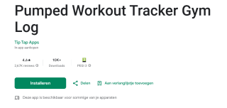Pumped Workout Tracker Gym - Gratis Lifetime gratis voor Android