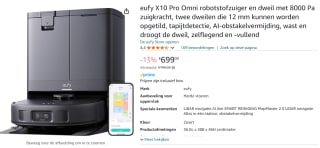 Eufy Clean X10 Pro Omni Robotstofzuiger voor €699 bij Amazon