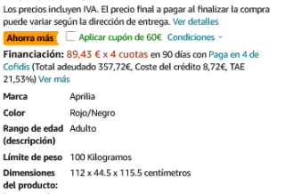 Patinete eléctrico Aprilia eSRZ a solo 289€