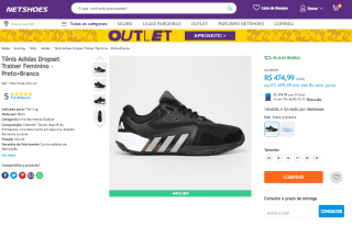 Tênis Feminino da Adidas, modelo Dropset Trainer - R$ 474,99