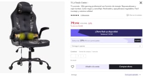 Silla gaming profesional con función de masaje por 69,99€