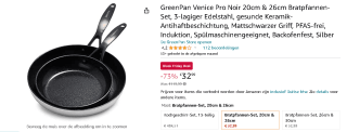 GreenPan Venice Pro Noir 20 & 26 cm pannenset voor €32,99