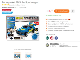 Bouwpakket 3D Solar Sportwagen voor €6 bij Lobbes