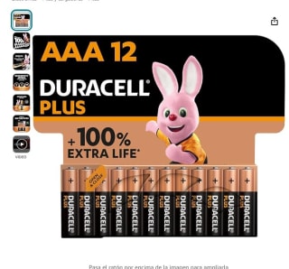 12 Pilas Alcalinas Duracell Plus AA ó AAA. Por 7,98€