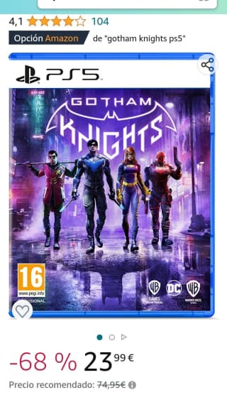 Warner Bros Gotham Knights Standard Edition PS5 por 23,99€.