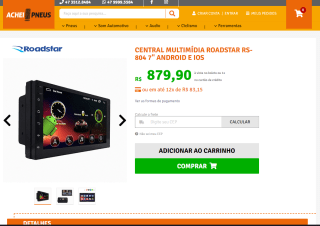 Central Multimídia da Roadstar, modelo RS-804 7" - R$ 879,90